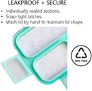 kinsho Glitter Bento Snack Containers with Lids, Mini Bento-box Lunch-Box for Toddler Daycare and Small Kids, Travel Meal Container, Leak-proof 2 pack Set, Pastel Blue + Teal Sparkle by TinyTreasures Baby Boutique