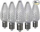 Set of 25 C9 White Faceted Cover Led Replacement Light Bulbs, Dimmable High Brightness E17 Christmas Decorative String Lights for Outdoor Holiday Decoration (White) by GreenHaven Gardens