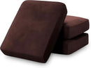 PrinceDeco Velvet Sofa Cushion Covers, Stretch Couch Cushion Covers for Individual Seat Couch Slipcover Sets Furniture Protector for Loveseat Sofa Cushion(Each Width Up to 29.5", Brown) by CozyNest Decor