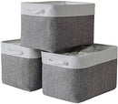 TheWarmHome Storage Baskets for Organizing, X Large - 3 Pack 17.7L×13.8W×9.8H in Foldable Storage Bins for Shelves, Fabric Storage Box for Closet Nursery Toy Gift (White & Grey) by TinyTreasures Baby Boutique