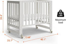 EvoNest Baby Crib, 6 in 1 Convertible Mini Crib with Wheels, 100% New Zealand Solid Wood Growing Bed, 4 Adjustable Mattress Height，White by TinyTreasures Baby Boutique