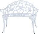JARDIN DE CENTENNIAL Patio Garden Bench Metal Park Bench Cast Aluminum Outdoor Furniture with Floral Rose for Patio,Park,Lawn,Yard (White) by GreenHaven Gardens