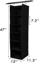 MAX Houser 6 Tier Shelf Hanging Closet Organizer, Closet Hanging Shelf with 2 Sturdy Hooks for Storage, 2 Pack, Foldable (Black) by CozyNest Decor
