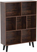LEYAOYAO Cube Bookshelf 3 Tier Mid-Century Rustic Brown Modern Bookcase with Legs,Retro Wood Bookshelves Storage Organizer Shelf,Freestanding Open Book Shelves for Bedroom,Living Room,Office by CozyNest Decor