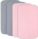 4-Pack Fitted Crib Sheets for Boys and Girls - Breathable, Soft Microfiber Baby Sheets in Dark Grey & Pink by TinyTreasures Baby Boutique