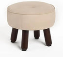 13in Small Foot Stool Ottoman, Round Faux Leather Foot Rest for Couch, Under Desk Pouf Footstool Footrest with Non-Skid Rubber Legs for Ling Room, Bedroom, 13''L x 13''W x 10.2''H, Beige by CozyNest Decor