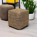 REDEARTH · Cube Pouf Foot Stool Ottoman - Jute Braided Pouffe Poof Accent Sitting Footrest for The Living Room, Bedroom, Nursery, Patio, Lounge 50% Jute 50% Cotton (14.5”x14.5”x16”; Natural Black) by CozyNest Decor