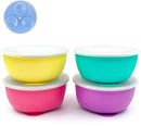 Elk and Friends Stainless Steel Bowls with Silicone Sleeve for Babies & Toddlers | Lids Included | Stay Put Suction | Cereal & Snack Bowls | 4 Pack by TinyTreasures Baby Boutique
