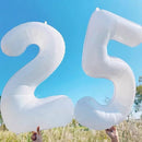 GOER Number 25 Balloons for 25th Birthday Party Decorations,42 Inch Jumbo Foil Helium 52 Balloons for 52nd Birthday Party Decoration (White) by TinyTreasures Baby Boutique