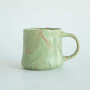 Abstract Art Ceramic Coffee Mugs Set - 1 Pack, Mint Green with Red and White Accents, Handcrafted Design for Modern Kitchen or Office by CozyNest Decor