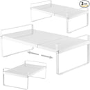 3 Pack Expandable Cabinet Shelf Organizer Kitchen Shelf Riser Stackable Pantry Shelves Kitchen Organizers and Storage Metal Spice Rack Countertop Organizer Cupboard Adjustable Shelfs Desk Rack Shelf by CozyNest Decor