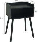 MaxSmeo Nightstand, Mid Century Modern Side Table Bedroom with Storage, Small End Bedside Table with Solid Wood Legs for Living Room, Office Small Spaces (Black) by CozyNest Decor