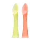 Olababy 100% Silicone Soft-Tip Training Spoon for Baby Led Weaning 2pack (Lemon/Coral) by TinyTreasures Baby Boutique