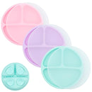WeeSprout Suction Plates for Babies With Lids & Toddlers - 100% Silicone, Dinnerware Stays Put, Divided Design for Picky Eaters, Microwave & Dishwasher Friendly, 3 Pack by TinyTreasures Baby Boutique