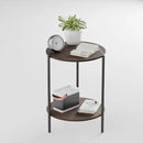 Side Table, Round End Table with 2-Layer Storage Rack, 15.7" Small Spaces Circle Table, Metal Frame Design Small Side Tables, for Living Room, Bedroom, Vintage Wood by CozyNest Decor