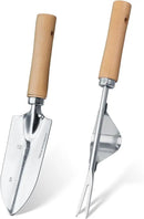 Garden Tool Set, 2 Pieces Stainless Steel Heavy Duty Garden Tools, Garden Kit with Ergonomic Wooden Handle, Durable Garden Tools for Gardening, Gardening Gifts for Women by GreenHaven Gardens