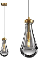 Raindrop Pendant Light, Brass Glass Pendant Lighting, Teardrops Modern Hanging Light for Entryway Foyer Stairway Kitchen Island Bedroom Dining Living Room Hallway by CozyNest Decor