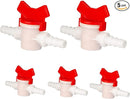 5 Pack Barbed Ball Valve 3/8" OD In-Line Ball Valve Shut-Off Switch with Hose Barb for Drip Irrigation and Aquariums Agricultura Garden by GreenHaven Gardens