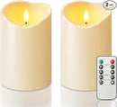 Homemory 4"x6" Outdoor Waterproof Flameless Candles with Timers and Remote Control, Battery Operated Candles, LED Plastic Candles, Dark Ivory, Set of 2 by CozyNest Decor