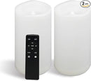 CANDLE CHOICE Large Waterproof Outdoor Battery Operated Flameless Candles Remote Timer 4”(D)x8”(H) Big White Plastic Bright Flickering Electric LED Pillars Lantern Patio Garden Wedding Decoration 2PCS by GreenHaven Gardens