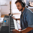 Piano Keyboard, Electric Keyboard Piano with light-Up Key, 255 Tones & Rhythms, Smart Learning System, Headphone/Mic, Stand, Bench, 61 Key Piano Keyboard for Beginners, Kids (Black-1) by TinyTreasures Baby Boutique
