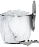 SNOWFOX XL Premium Vacuum Insulated Double Wall Stainless Steel Ice Bucket with Lid/Scoop, Bar Accessories, Large Elegant Party Bucket, Chills Several Bottles,Beautiful Entertaining Supplies,7L,Marble by CozyNest Decor