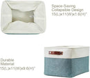DECOMOMO Storage Bins Fabric Storage Baskets for Shelves, Linen Closet Organization Toys Nursery (Green and White, Large - 4 Pack) by CozyNest Decor