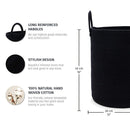 OrganiHaus Woven Laundry Basket - Large Round Black Rope Basket for Dirty Clothes, Blankets, Toys & Nursery Organizers - 38x45cm by TinyTreasures Baby Boutique