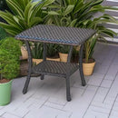 Patio Tables Outdoor Coffee Table - Wicker Rattan Side Tables with 2-Tier Storage Shelf End Table for Porch Deck Balcony Garden Outside Square Brown by GreenHaven Gardens