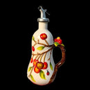 18 Oz Hand Painted Relief Ceramic Olive Oil Bottle Dispenser for Kitchen, Oil and Vinegar Bottle, Seasoning Bottle with Stainless Steel Nozzle, 540mL Oil Container with Handle for Cooking, Light Proof by CozyNest Decor