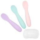 WeeSprout Baby Spoons for Self Feeding 6 Months +, Soft & Durable Silicone Utensils for Sensitive Gums & Teeth, Easy Grip Handles & Shorter Length for Little Hands, 3 Pack + Carrying Case by TinyTreasures Baby Boutique
