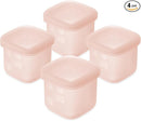 Olababy Clear Sense Silicone Storage Containers 4pk for Baby Food, Snacks, Formula, Puree, Sauce & More | Micro Plastic & BPA-Free | Daycare Essentials for Toddlers and Kids (Coral, 4 oz / 120 ml) by TinyTreasures Baby Boutique