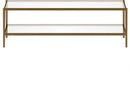 Henn&Hart 54" Wide Rectangular Coffee Table with Glass Shelf in Antique Brass, Modern coffee tables for living room, studio apartment essentials by CozyNest Decor