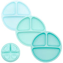 WeeSprout Suction Plates for Babies & Toddlers - 100% Silicone, Dinnerware Stays Put, Divided Design for Picky Eaters, Microwave & Dishwasher Friendly, 3 Pack by TinyTreasures Baby Boutique