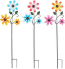 3 Pack Spring Garden Stakes Decor,Metal Flowers Decorative Garden Stakes,Waterproof Metal Yard Art for Outside,Lawn,Patio,Yard(23.1 * 6.7IN) by CozyNest Decor