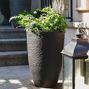 WORTH Garden 21" H Tall Planters 2 Pack - 14'' Dia Resin Large Round Black Flower Pots for Outdoor Plants Trees - Imitation Stone Finish Plastic Indoor Front Porch 9 Gallon Decorative Container Patio by CozyNest Decor