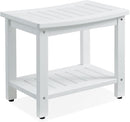 Psilvam Poly Lumber Shower Bench, Shower Stool with Storage Shelf, Shower Benches for Inside Shower Water Resistant & Non-Slip Design Shower Chair Seat for Bathroom, Living Room (White) by TinyTreasures Baby Boutique