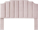 24KF Pink Velvet Tufted Queen Upholstered Headboard, Modern Vertical Channel Design California Queen/Full Headboard with Stepped Silhouette Top Edge, Pink by CozyNest Decor