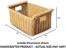 The Basket Lady Pole Handle Wicker Storage Basket, Small, 14 in L x 10 in W x 7.5 in H, Sandstone by GreenHaven Gardens