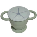 BraveJusticeKidsCo. | Snack Attack II Snack Cup | Collapsible Silicone Snack Container | Toddler and Baby Snack Catcher Lid (Desert Sage) by TinyTreasures Baby Boutique