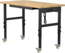 48" Adjustable Workbench,Heavy-Duty Work Table,3000 LBS Load Capacity Hardwood Workstation Outlets with Power Strips, Drawers and Wheels,for Workshop, Garage by GreenHaven Gardens