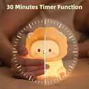Cute Lion Night Light for Kids, Rechargeable Nursery Lamp with Timer, 3 Brightness Levels & Warm Light, Soft Silicone Baby Night Light, Tap Control, Gift for Toddlers by TinyTreasures Baby Boutique