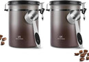 Coffee Canister Airtight Storage Container Stainless Steel Coffee Jar with Scoop,Date Tracker CO2 Release Valve for Dry Food Beans Ground Tea Flour Cereal and Sugar (1.8L Grey-Brown With Spoon(2pcs)) by CozyNest Decor