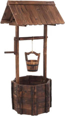 Wooden Wishing Well with Hanging Bucket, Outdoor Rustic Wishing Well Planter for Flowers and Plants, Well Covers for Yard, Garden Decor for Outside by GreenHaven Gardens