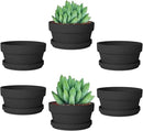 vensovo 4.5 Inch Black Terracotta Shallow Succulent Pots - 6 Pack Terra Cotta Clay Pot with Saucer, Cacuts Indoor and Outdoor Planters with Drainage Hole by GreenHaven Gardens