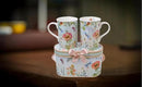 Lightahead Elegant Bone China Two Coffee Mugs Set in Floral Design 10.8 oz Each Cup in Attractive Gift Box by CozyNest Decor