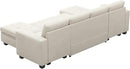 Belffin Modular Sectional Sleeper Sofa with Pull Out Bed Velvet Convertible U Shaped Sectional Sofa Couch with Storage Chaises for Living Room Beige by CozyNest Decor