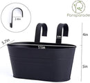 3 Pack Metal Hanging Flower Pots for Railing Fence，Outdoor Balcony Rail Planter with Detachable Hooks Drainage Holes for Deck Garden Home Decor Black by GreenHaven Gardens