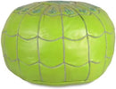 Stuffed Arch Design Moroccan Leather Pouf Ottoman, Handmade, Pre-Filled, 100% Genuine Leather, 14” Height x 22” Diameter – Boho Chic Footstool & Living Room Décor (Lime Green) by CozyNest Decor
