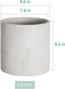 Plant Pots - 8.6 inch Cement Planters Indoor - Modern Grey Flower Pot with Drainage Hole - Home Office Decor by GreenHaven Gardens